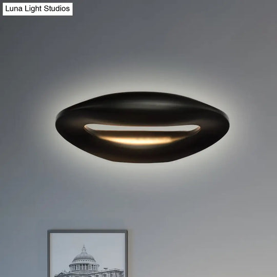 Modern Smiling Face Led Wall Lamp For Corridors - Black/White