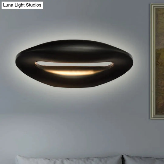 Modern Smiling Face Led Wall Lamp For Corridors - Black/White