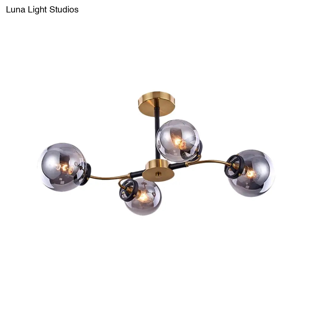 Modern Smoke Gray Bubble Chandelier - 4/6 Light Ceiling Hanging For Restaurants