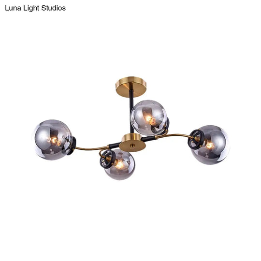 Modern Smoke Gray Bubble Chandelier - 4/6 Light Ceiling Hanging For Restaurants