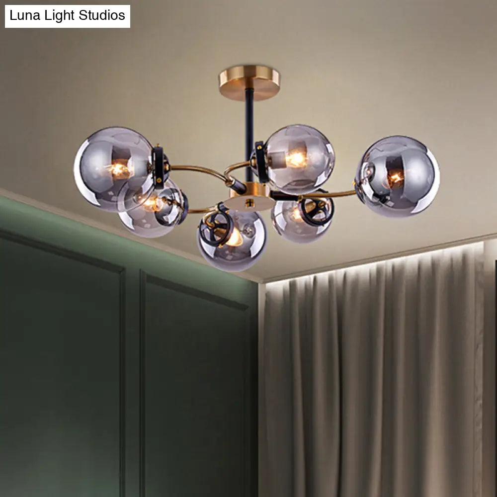 Modern Smoke Gray Bubble Chandelier - 4/6 Light Ceiling Hanging For Restaurants