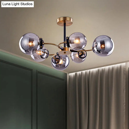 Modern Smoke Gray Bubble Chandelier - 4/6 Light Ceiling Hanging For Restaurants