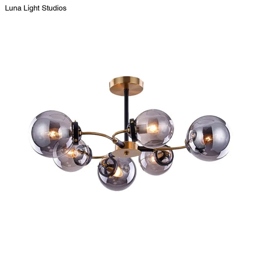 Modern Smoke Gray Bubble Chandelier - 4/6 Light Ceiling Hanging For Restaurants