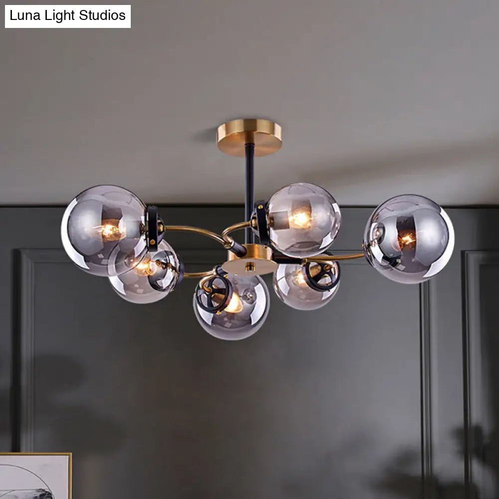 Modern Smoke Gray Bubble Chandelier - 4/6 Light Ceiling Hanging For Restaurants