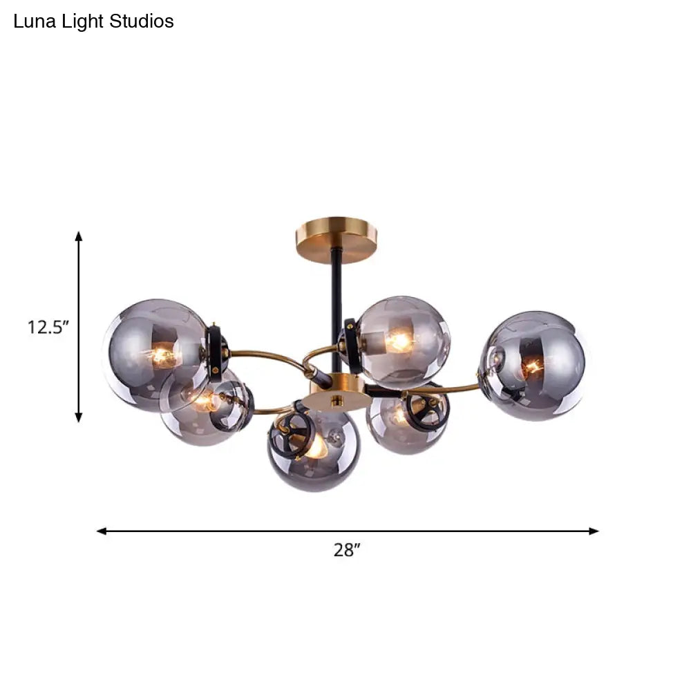 Modern Smoke Gray Bubble Chandelier - 4/6 Light Ceiling Hanging For Restaurants