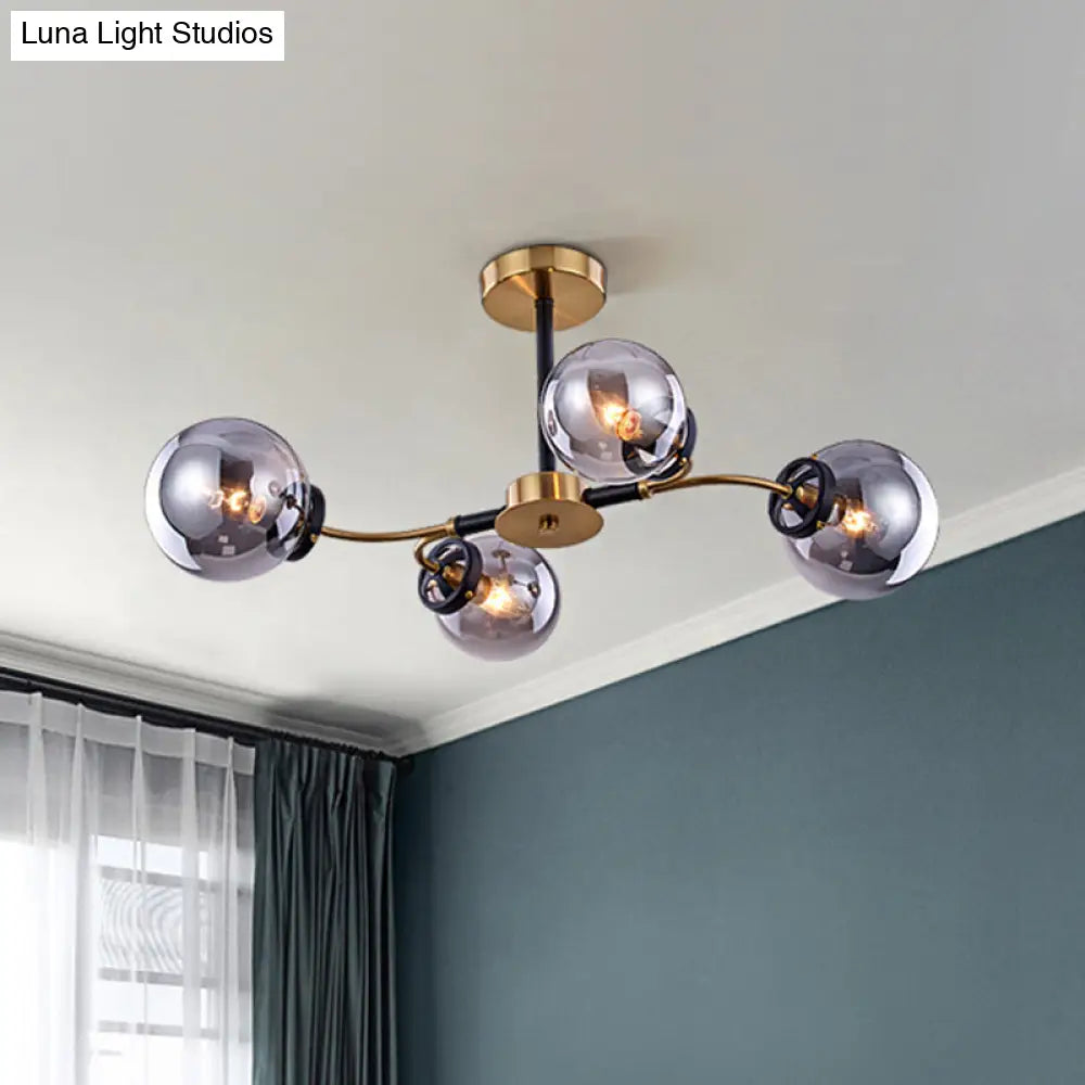 Modern Smoke Gray Bubble Chandelier - 4/6 Light Ceiling Hanging For Restaurants