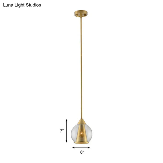 Modern Smoke Gray Glass Pendant Ceiling Light With Gold Cone Metal Shade - Elegant Dining Room