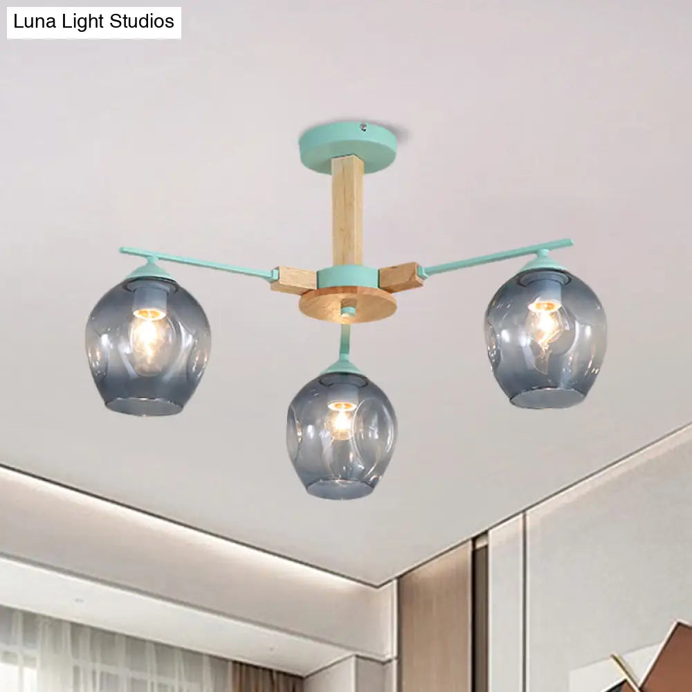 Modern Smoke Gray Glass Pendant Chandelier - 3/6 Light Modo Hanging Fixture For Living Room