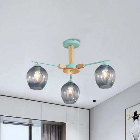 Modern Smoke Gray Glass Pendant Chandelier - 3/6 Light Modo Hanging Fixture For Living Room 3 /