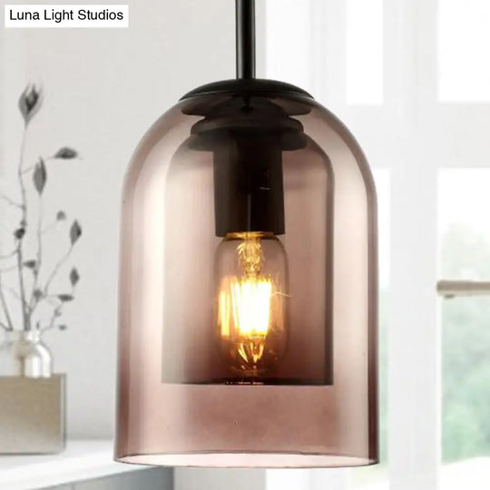 Smoke Gray Glass Pendant Lamp - Modern Hanging Light For Dining Room