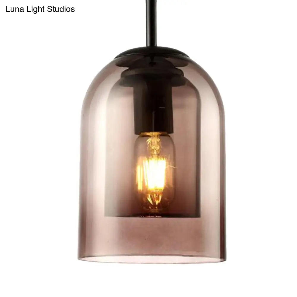 Modern Smoke Gray Glass Pendant Lamp - Bell Design For Dining Room