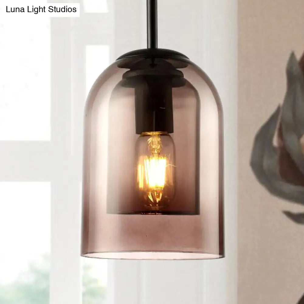 Smoke Gray Glass Pendant Lamp - Modern Hanging Light For Dining Room