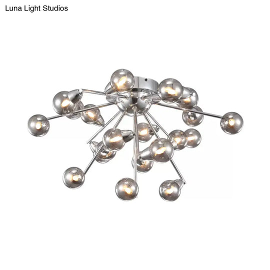 Modern Smoke Grey Glass Chandelier: Bubble Bedroom Ceiling Mount Semi Flush Light (9/20 - Head) In