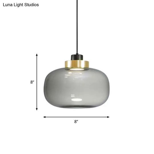 Modern Smoke Grey Glass Ellipse Pendant Light For Living Room With Adjustable Warm/White/Natural