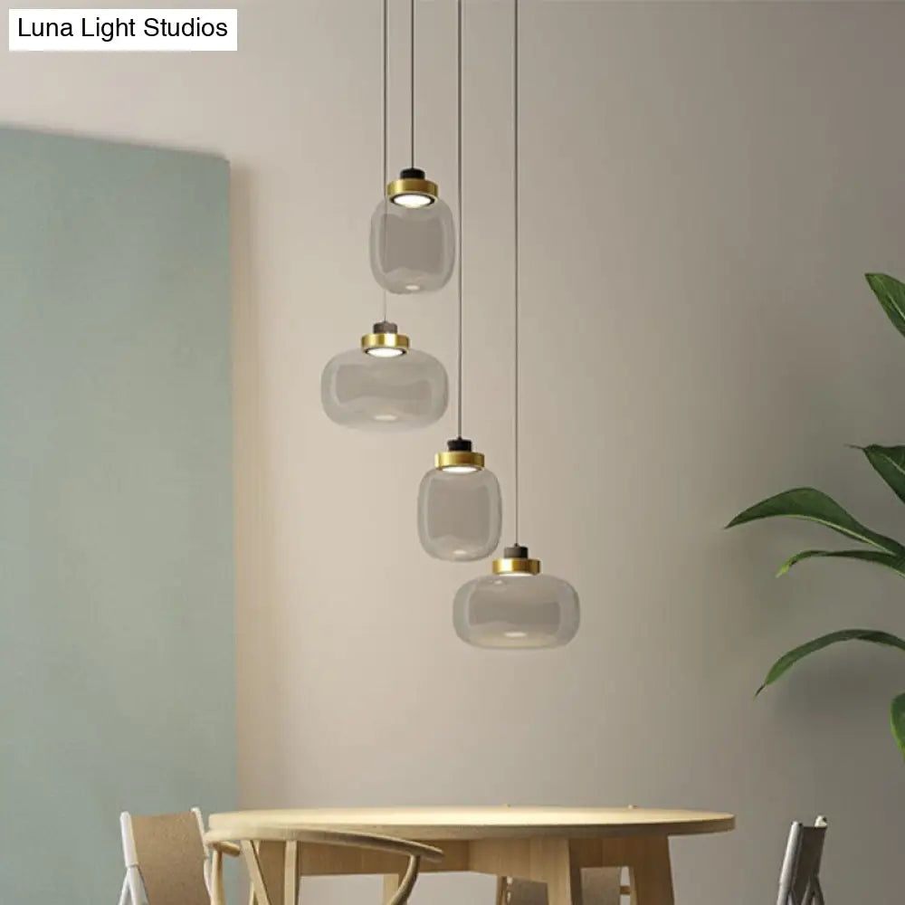 Modern Smoke Grey Glass Ellipse Pendant Light For Living Room With Warm/White/Natural Lighting Gray