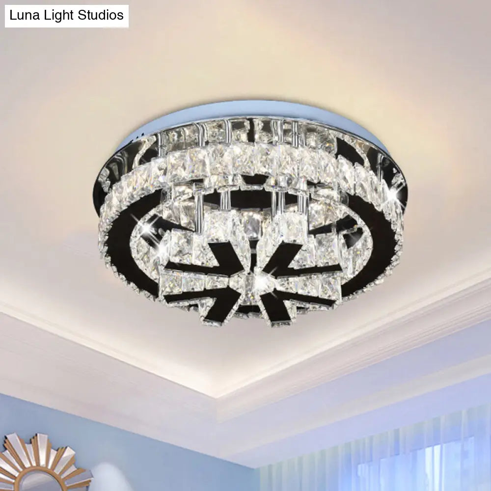 Modern Snowflake Crystal Led Ceiling Fixture For Bedrooms - Stainless Steel Stainless-Steel