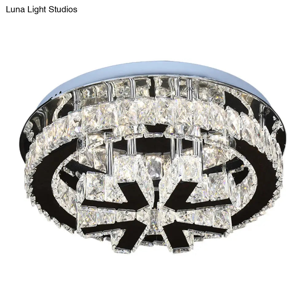 Modern Snowflake Crystal Led Ceiling Fixture For Bedrooms - Stainless Steel