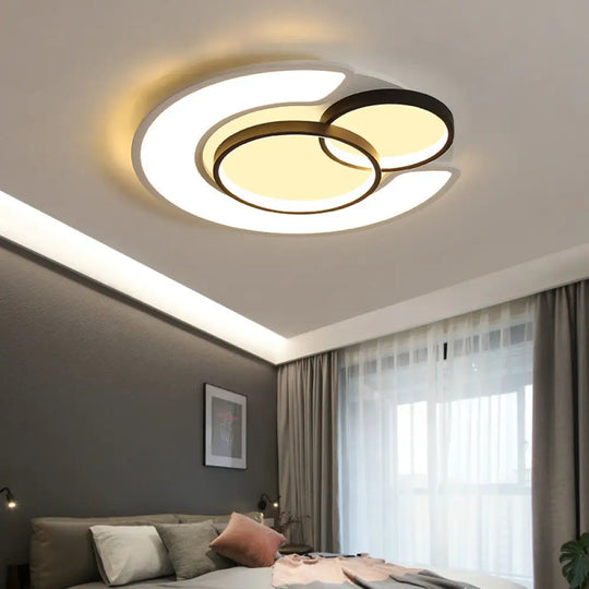 Modern Snowman Led Ceiling Light In Black - Energy - Saving Acrylic Fixture For Kids Bedroom / Warm