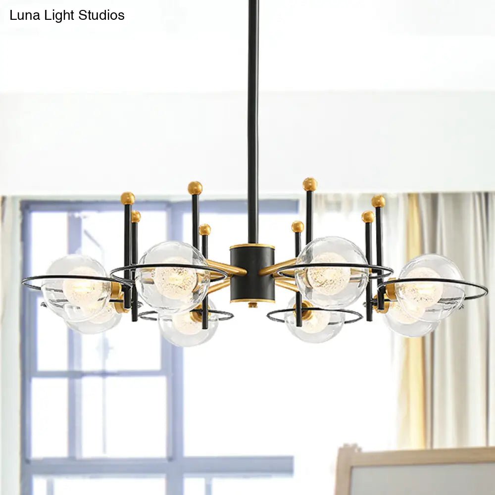 Modern Sphere Chandelier With Clear Glass Shade - Perfect For Dining Room Lighting