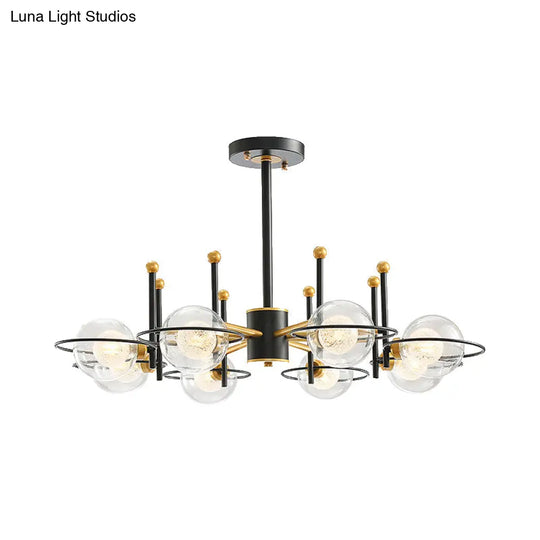 Modern Sphere Chandelier With Clear Glass Shade - Perfect For Dining Room Lighting