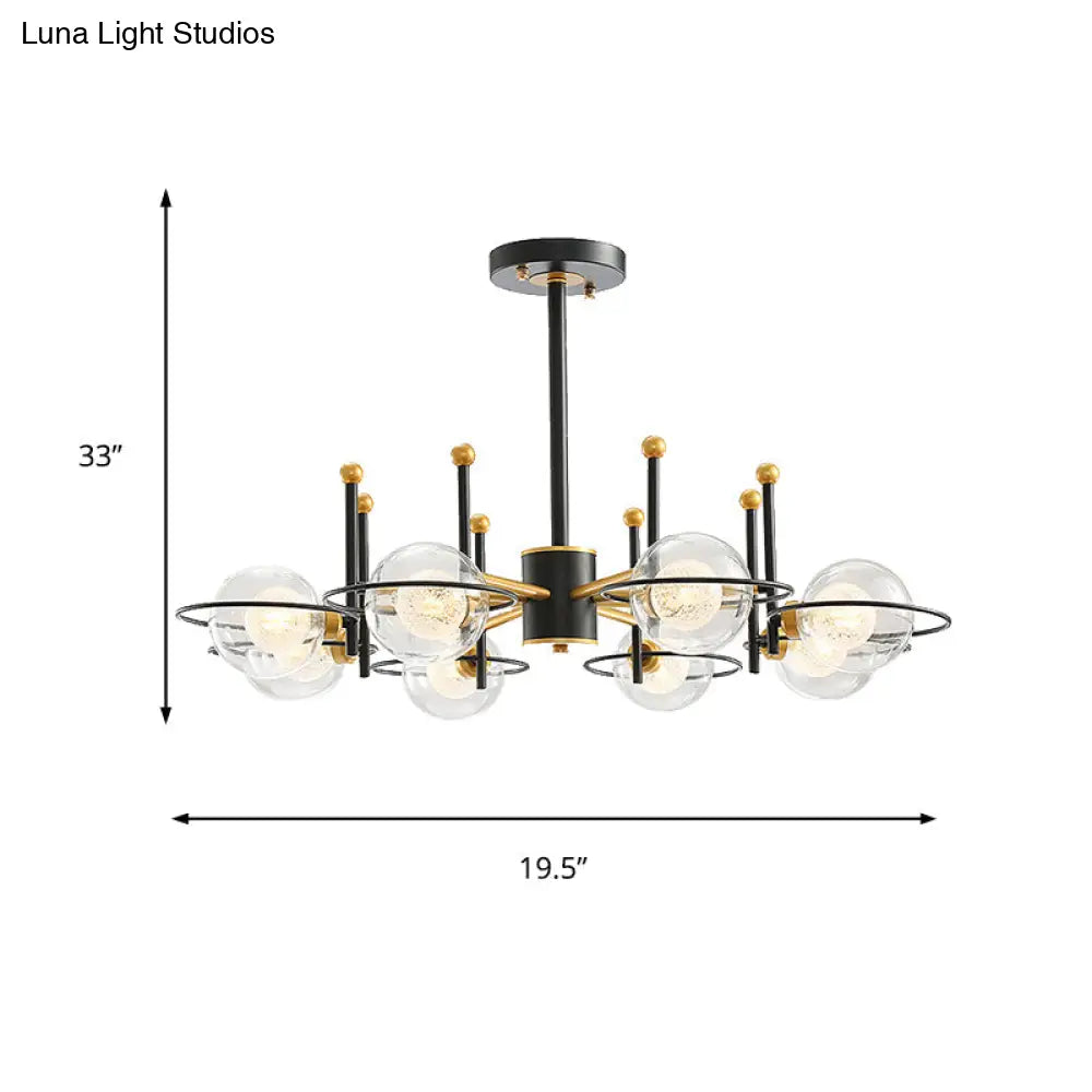 Modern Sphere Chandelier With Clear Glass Shade - Perfect For Dining Room Lighting