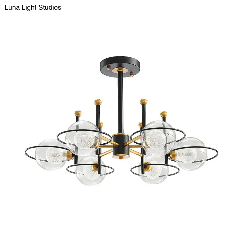 Modern Sphere Chandelier With Clear Glass Shade - Perfect For Dining Room Lighting