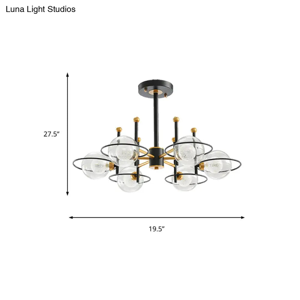 Modern Sphere Chandelier With Clear Glass Shade - Perfect For Dining Room Lighting