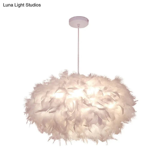 Minimalist Hanging Pendant Light With Feather Design - White