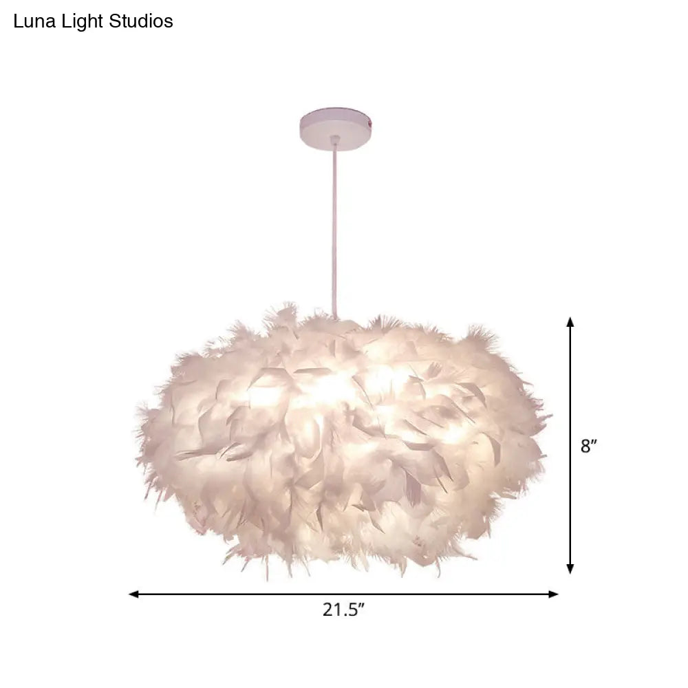 Minimalist Hanging Pendant Light With Feather Design - White