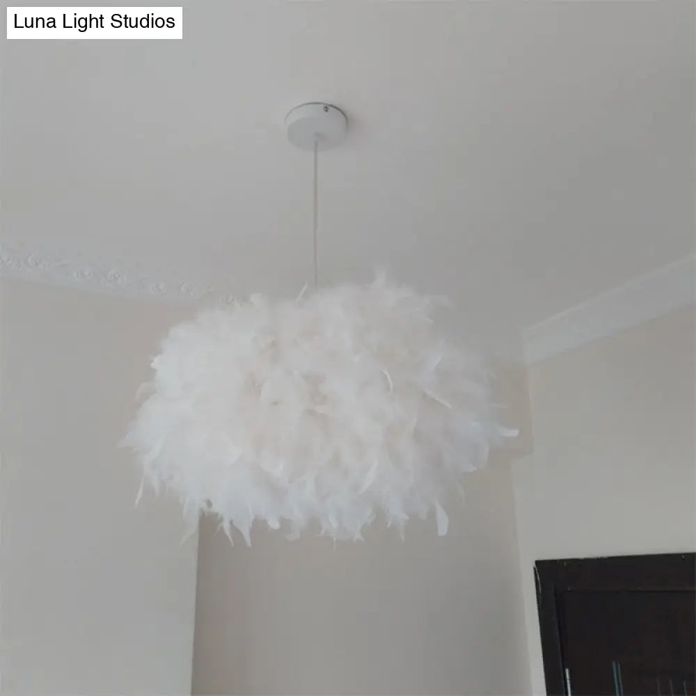 Minimalist Hanging Pendant Light With Feather Design - White