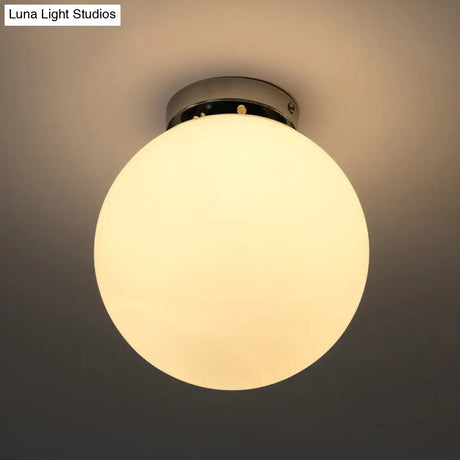 Modern Spherical Glass Flush Mount Ceiling Light Fixture - White