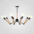 Modern Spider Chandelier With Black And Wood Accents For Loft Style Living Rooms 8 /