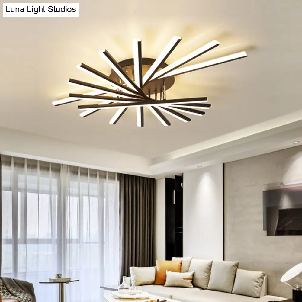 Modern Spiral Design Led Ceiling Lamp - Metallic Finish 5/9-Light Black/White Warm/White Light