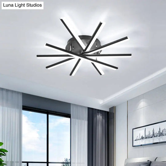 Modern Spiral Design Led Ceiling Lamp - Metallic Finish 5/9-Light Black/White Warm/White Light