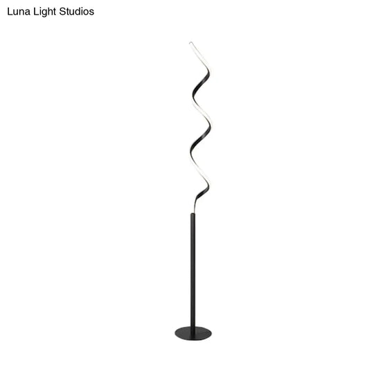 Modern Spiral Floor Reading Lamp With Metal Led Light For Bedroom - Black/White