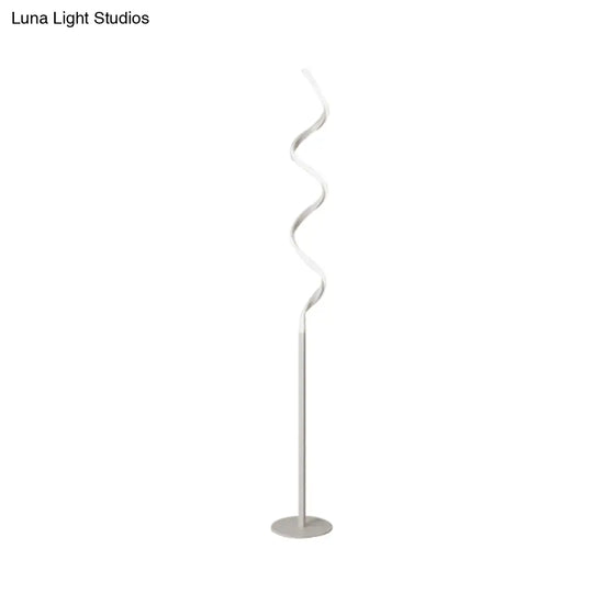 Modern Spiral Floor Reading Lamp With Metal Led Light For Bedroom - Black/White