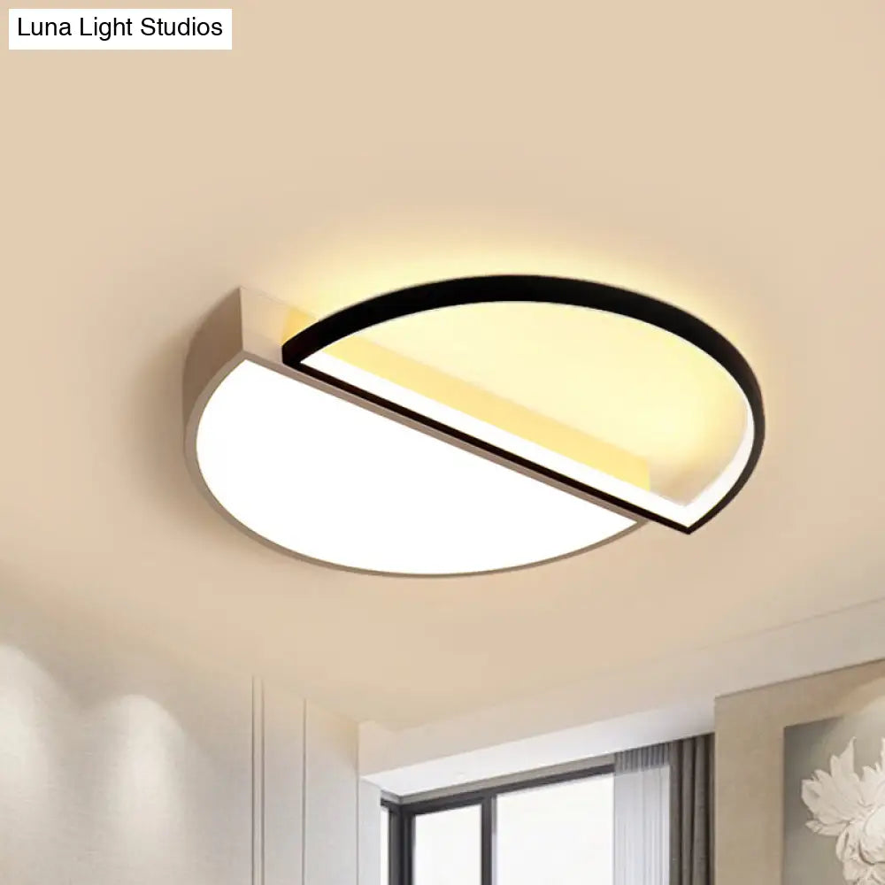 Modern Splicing Flush Mount Led Ceiling Light In Black/White With Dimming Control - 18/21.5 W