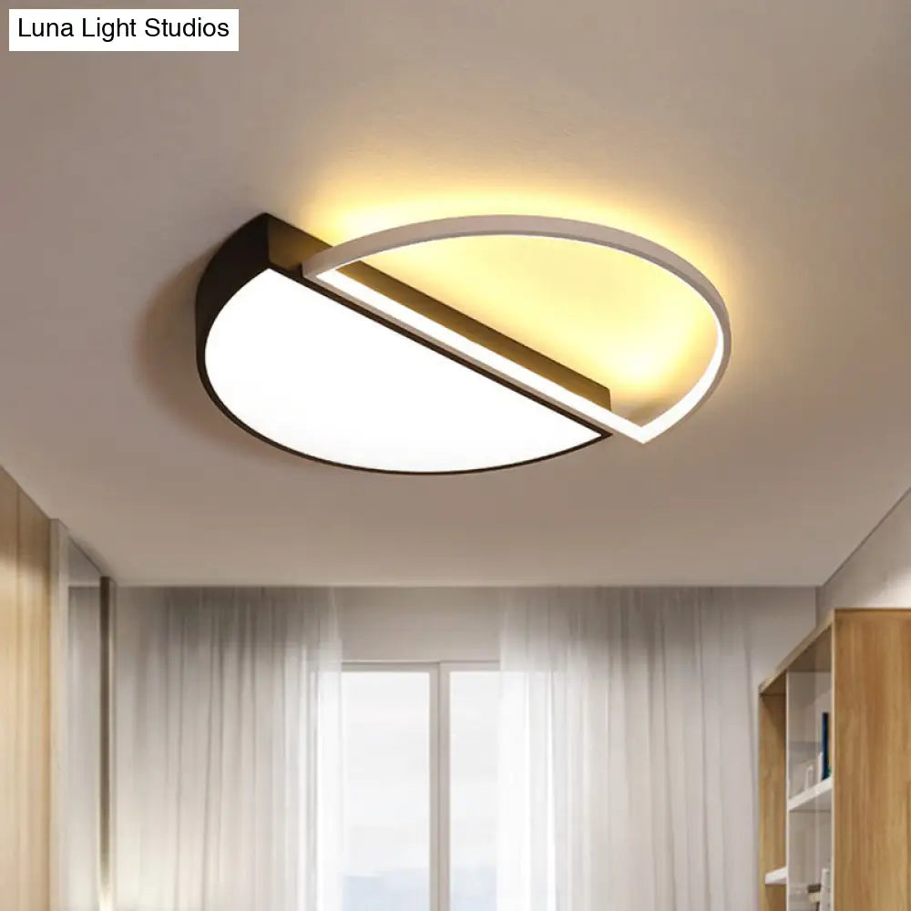 Modern Splicing Flush Mount Led Ceiling Light In Black/White With Dimming Control - 18’/21.5’ W