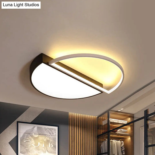 Modern Splicing Flush Mount Led Ceiling Light In Black/White With Dimming Control - 18/21.5 W