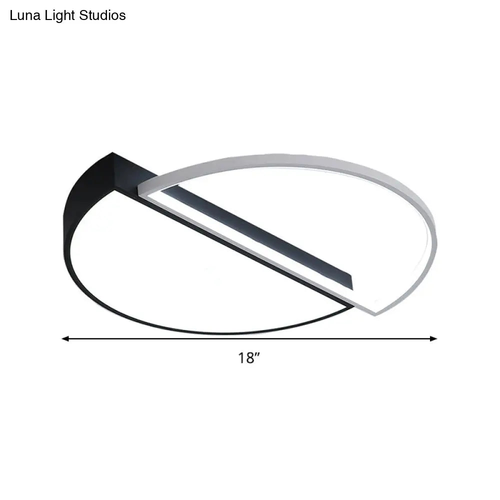 Modern Splicing Flush Mount Led Ceiling Light In Black/White With Dimming Control - 18/21.5 W