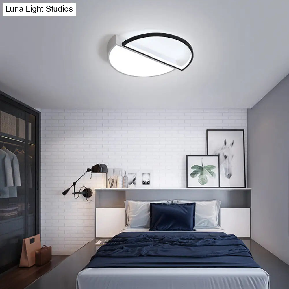 Modern Splicing Flush Mount Led Ceiling Light In Black/White With Dimming Control - 18/21.5 W White