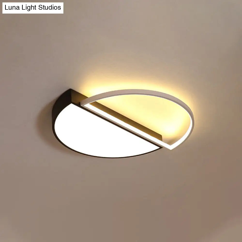 Modern Splicing Flush Mount Led Ceiling Light In Black/White With Dimming Control - 18/21.5 W Black