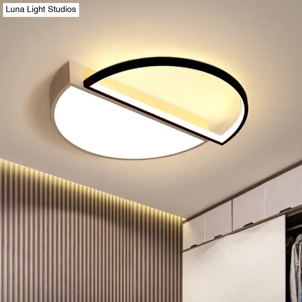 Modern Splicing Flush Mount Led Ceiling Light In Black/White With Dimming Control - 18/21.5 W White