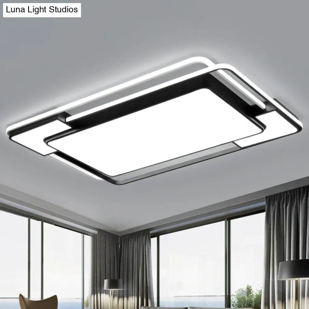 Modern Splicing Led Flush Mount Ceiling Light In Black For Living Room / 23.5 White