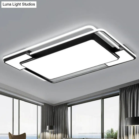 Modern Splicing Led Flush Mount Ceiling Light In Black For Living Room / 23.5 White