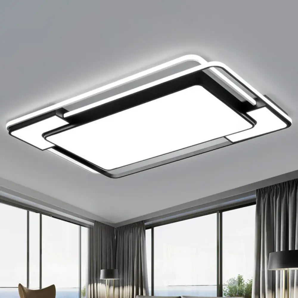 Modern Splicing Led Flush Mount Ceiling Light In Black For Living Room / 23.5’ White