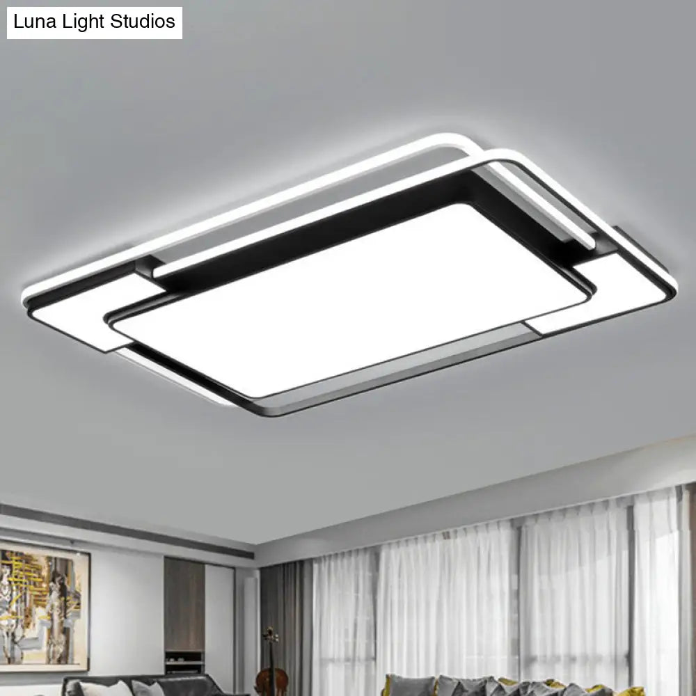 Modern Splicing Led Flush Mount Ceiling Light In Black For Living Room