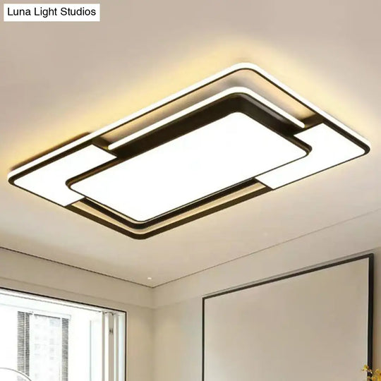 Modern Splicing Led Flush Mount Ceiling Light In Black For Living Room