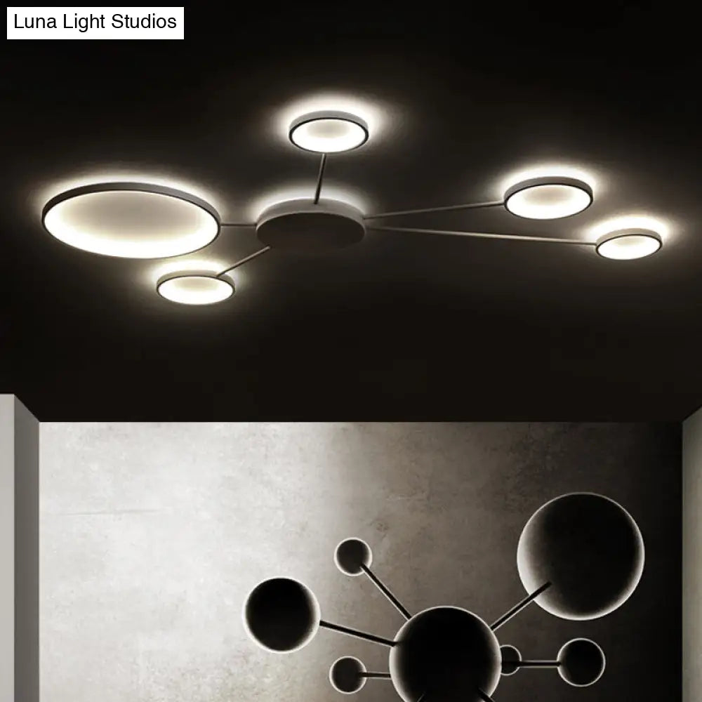 Modern Spoke Design Led Flush Mount Acrylic Ceiling Light In Black/White Warm/White Illumination