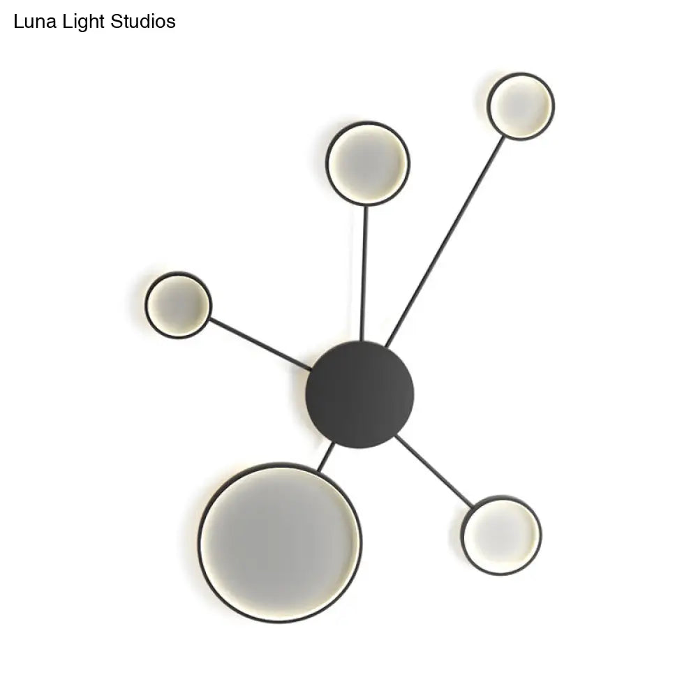 Modern Spoke Design Led Flush Mount Acrylic Ceiling Light In Black/White Warm/White Illumination